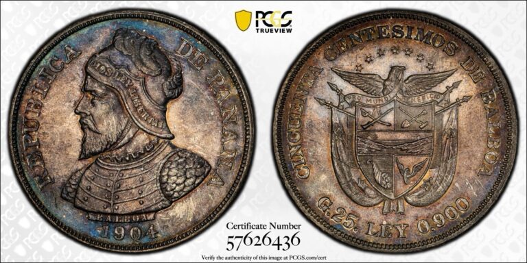 Read more about the article 1904 Panama 50 Centesimo Coin PCGS MS61 Excellent Colorful RARE Undergrade
