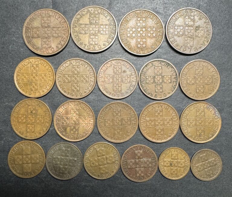 Read more about the article Portugal Centavos Escudo Collection Lot Of 20 Coins 10 20 50 X XX World Foreign