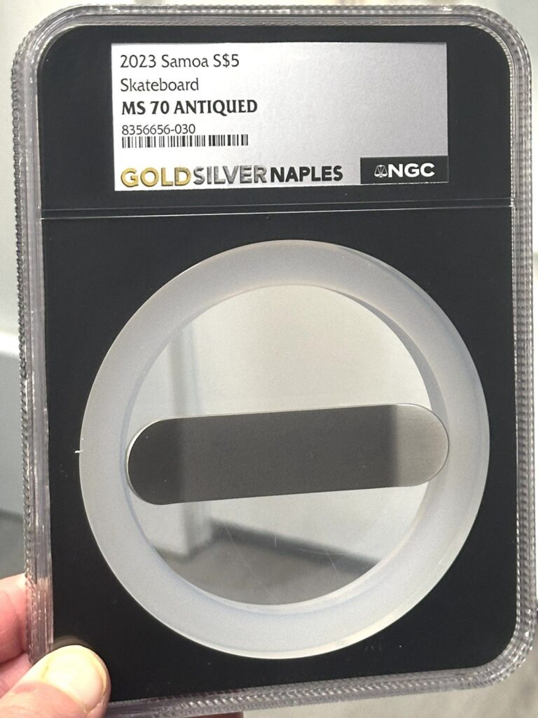 Read more about the article 2023 Samoa Silver Skateboard 3D Moveable Wheels NGC MS70 Antiqued *Rare Low Mint
