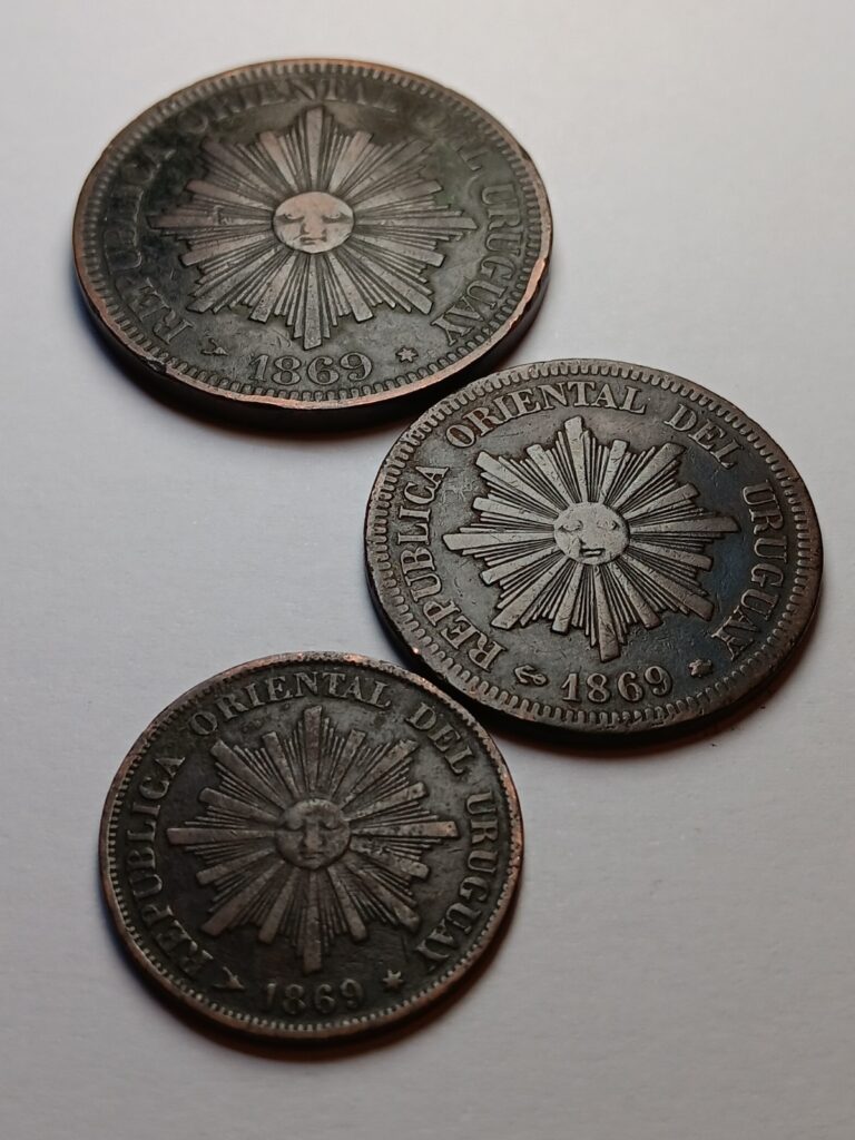 Read more about the article 1869 H Uruguay 1 and 4 Centesimos  1869 A 2 Centesimos (Lot Of 3)