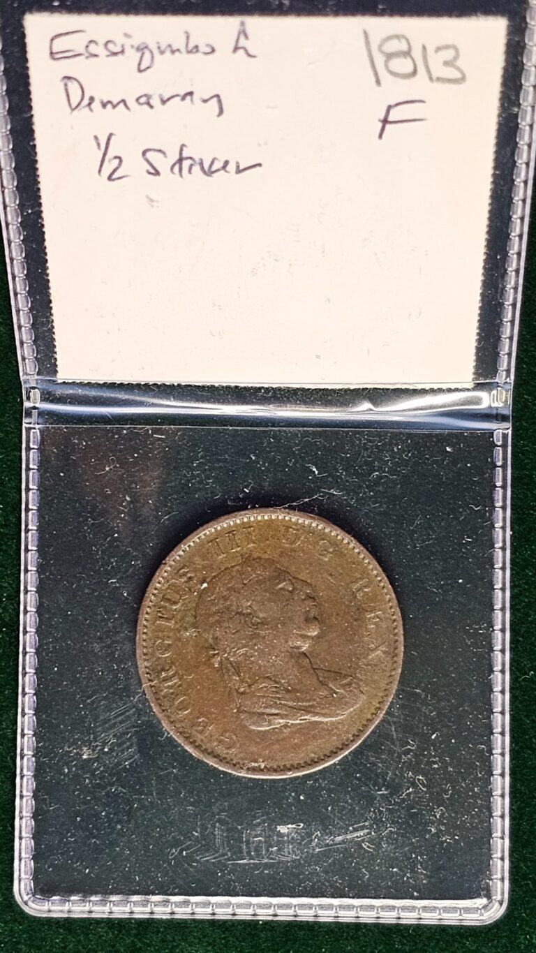 Read more about the article 1813 Demerara and Essequibo(Guyana) 1 Stiver – George III-Copper Coin-34MM-KM#10