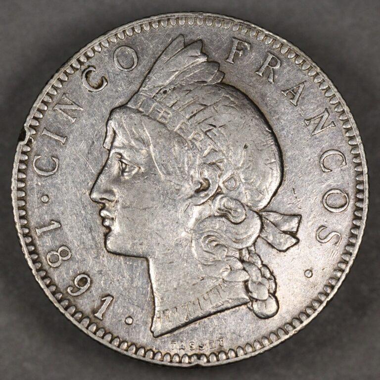 Read more about the article 1891 Dominican Republic Silver 5 Francos