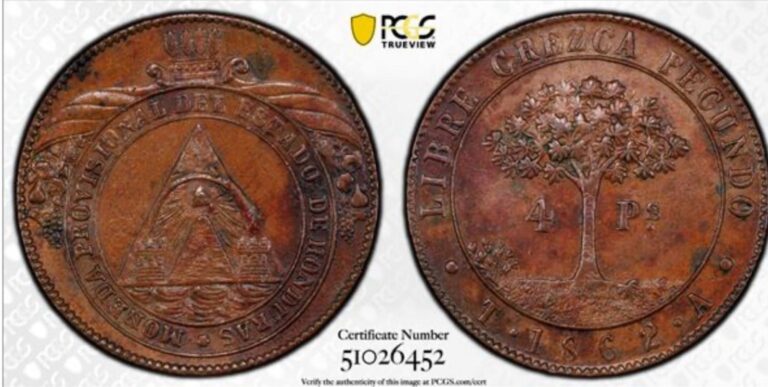 Read more about the article Honduras 4 Pesos MS61 Rare