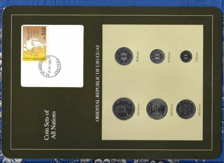 Read more about the article Coin Sets of All Nations Uruguay UNC w/card Scarce 500 200 100 50 10 5 Peso 1989