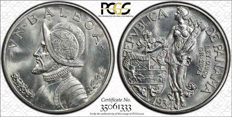 Read more about the article 1934 Panama Silver Un Balboa – PCGS MS 65 Certification – Nice BU Gem Crown