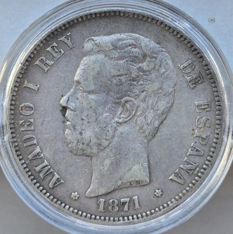 Read more about the article Spain 1871 (71) SD-M 5 Pesetas Silver Coin