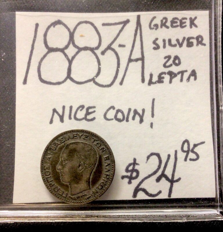 Read more about the article 1883 A Greek Silver 20 Lepta! Nice Coin! ENN Coins