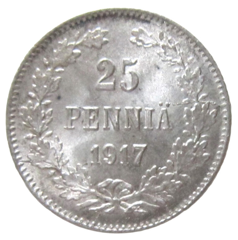 Read more about the article FINLAND. SILVER 25 PENNIA  1917. UNCIRCULATED.
