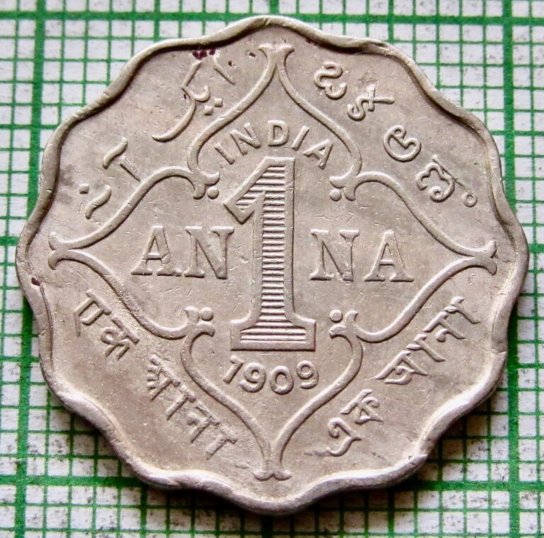 Read more about the article INDIA BRITISH King EDWARD VII 1909 1 ANNA Scalloped Edge Bombay Mint km# 504