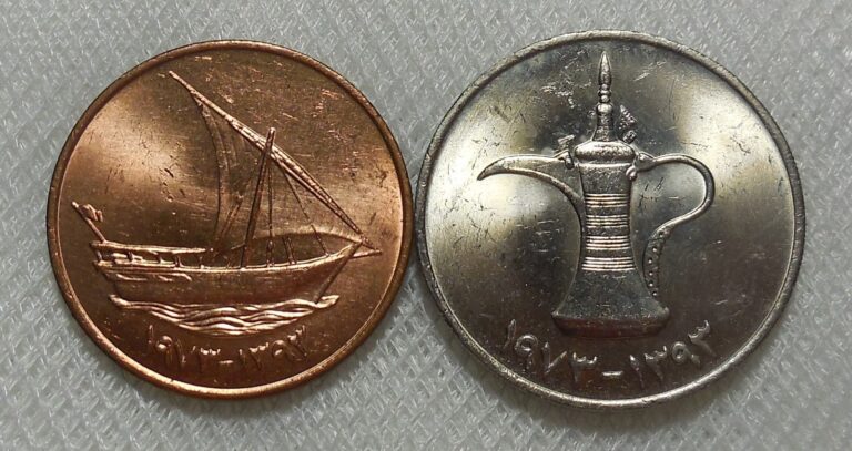 Read more about the article 1973 UNITED ARAB EMIRATES 10 FILS and 1 DIRHAM COINS UNCIRCULATED