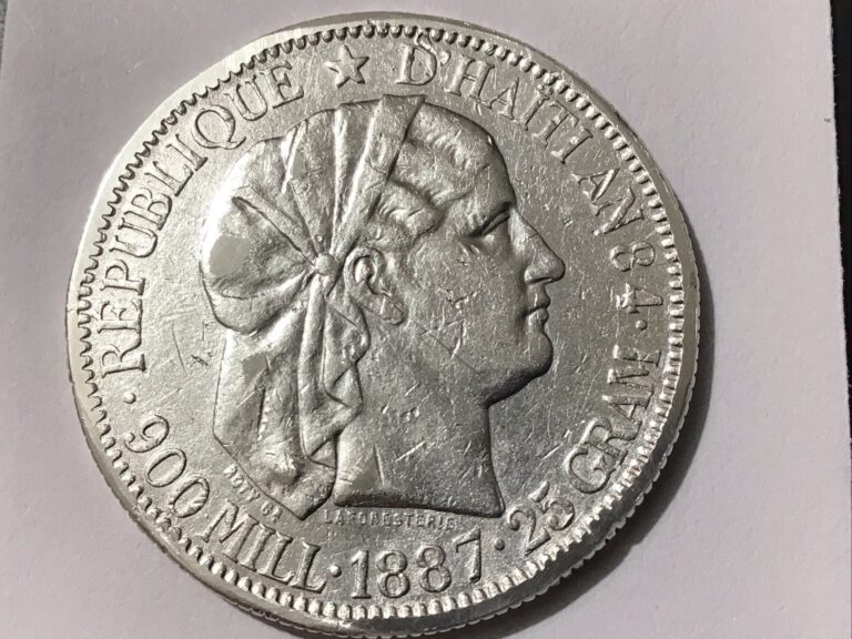 Read more about the article 1887  HAITI 1 GOURDE SILVER KM-46 DAMAGED LOW-MINTAGE 200.000