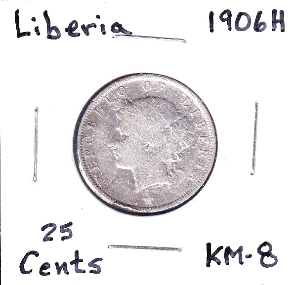 Read more about the article 1906H Liberia 1 Cent (KM-8) .1725 ASW Silver!!! [Heaton Mint]  two-year issue