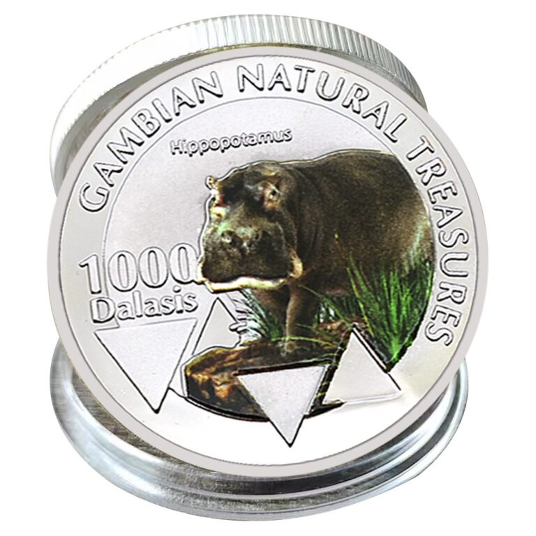 Read more about the article Gambian Wildlife Hippopotamus Silver-Plated Coin 1000 Dalasis Commemorative 2015