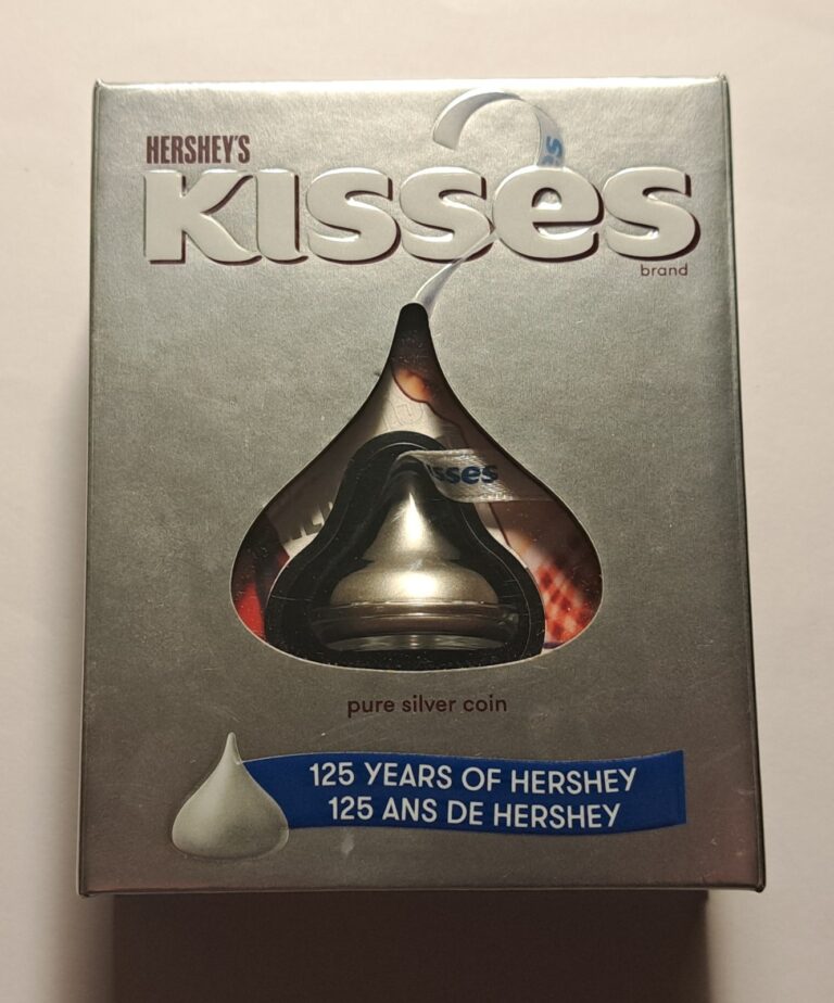 Read more about the article 2019 FIJI HERSHEY’S KISSES SHAPED 39 GRAM .999 SILVER $1 COIN 1.25+ OZ BOX and COA