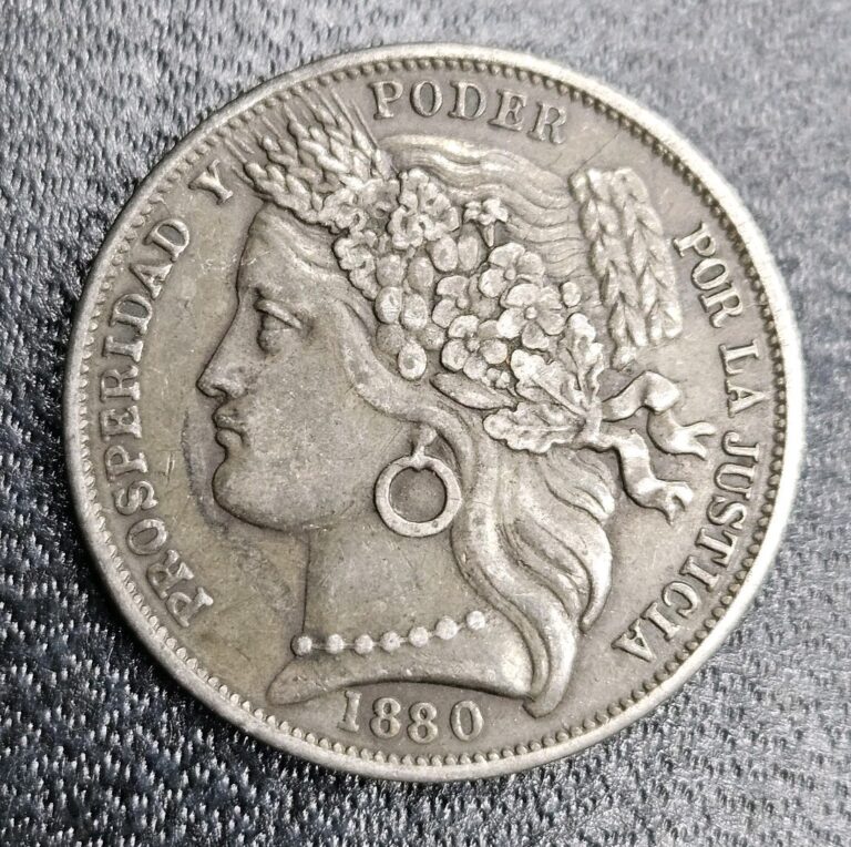 Read more about the article 1880 Silver One Peseta Peru Extremely Fine XF Details Solder On Reverse