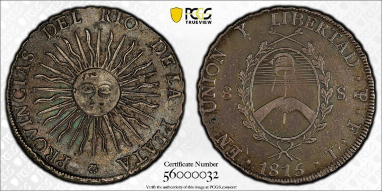 Read more about the article 1815-PTS FL Argentina 8 Soles Silver Coin Potosi Mint PCGS AU-Details