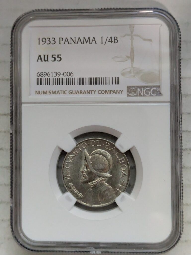 Read more about the article 1933 Panama 1/4 Balboa 90% Silver About Uncirculated NGC AU55 KM#11.1