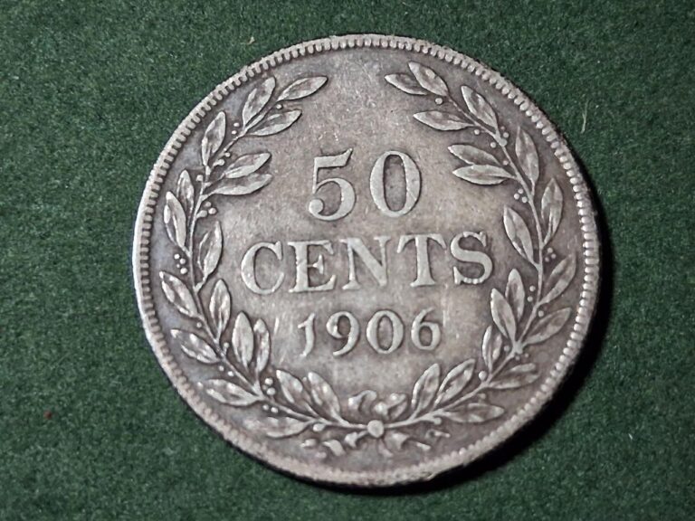 Read more about the article LIBERIA – 1906 silver 50 Cents – uncleaned original – VF