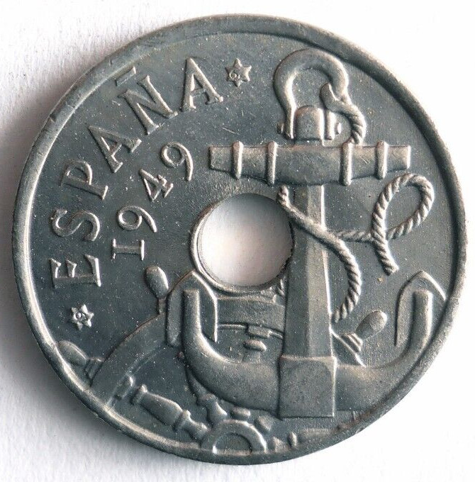 Read more about the article 1949 (62) SPAIN 50 CENTIMOS – AU – Great Coin – Free Ship – Bin #LC107