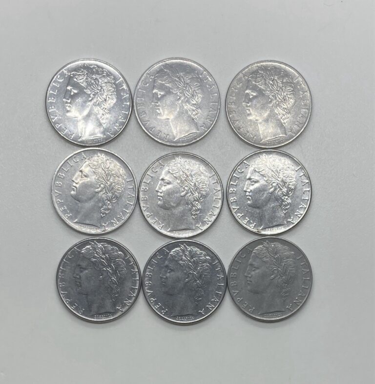 Read more about the article Lot of 9 Italy 100 Lire Coins – KM# 96.1
