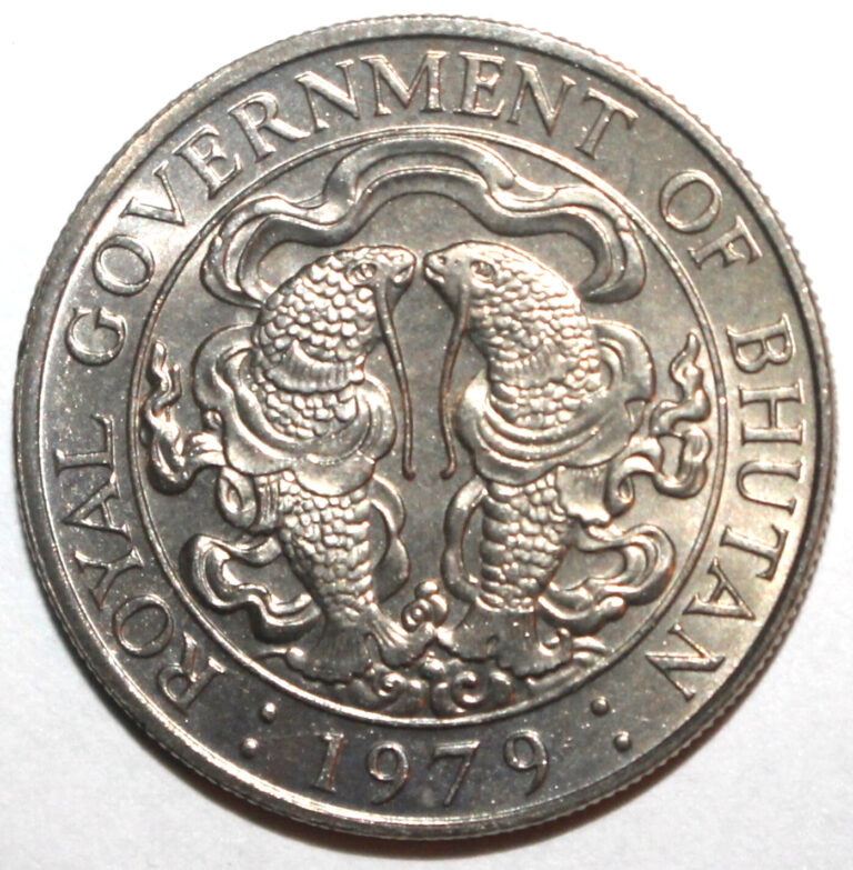 Read more about the article Bhutanese 25 Chhertum Coin 1979 KM# 47 Bhutan Golden Fishes of Good Fortune