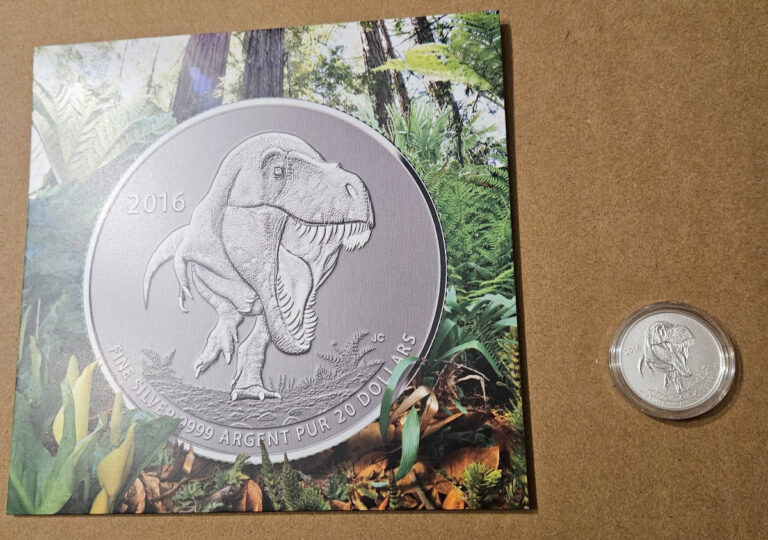 Read more about the article 2016 $20 Silver Coin Tyrannosaurus Rex from Royal Canada Mint w/Product Folder