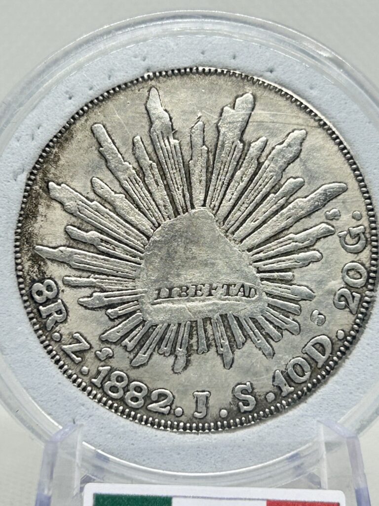 Read more about the article 1882 Mexico 8 Reales Silver Antique Coin ! BU 💯✨🇲🇽