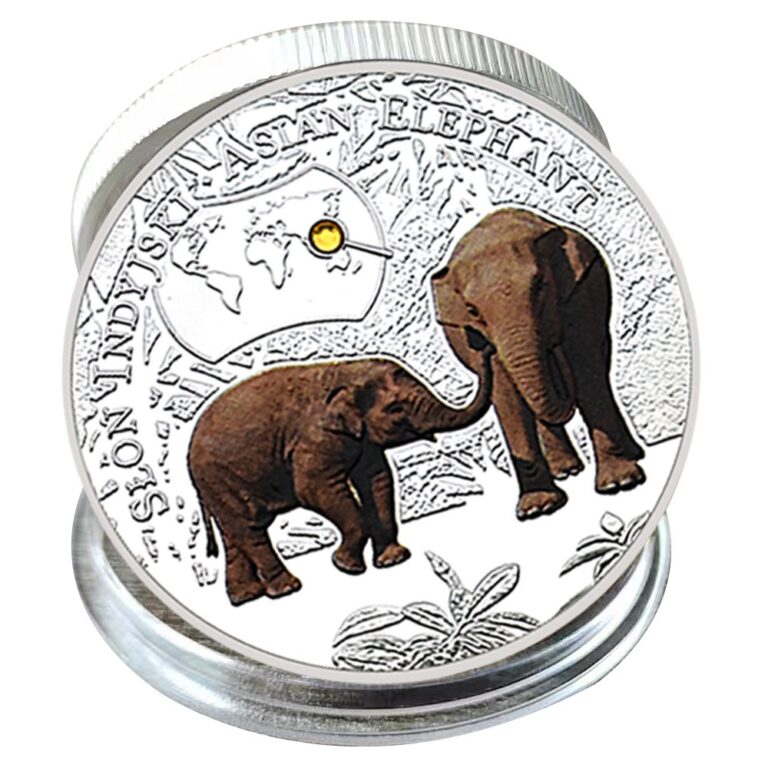 Read more about the article Asian Elephant Silver Plated Coin Zambia 1000 Kwacha Wildlife Collectible Medal