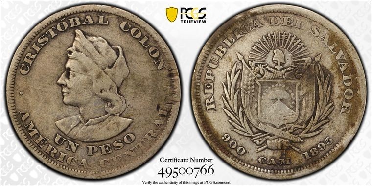 Read more about the article 1895 CAM PCGS F15 – El Salvador .900 Silver Un Peso Coin #56108B