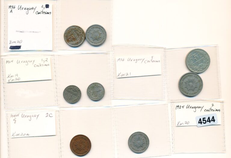 Read more about the article URUGUAY – NICE VALUE LOT OF 8 COINS – #4544