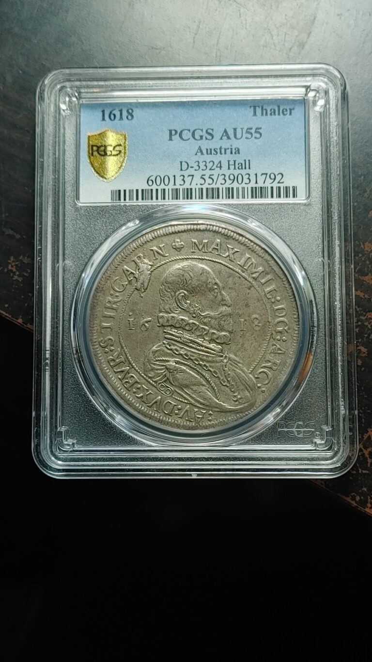 Read more about the article 1618 Hall Austria Thaler PCGS AU55 Outstanding Eye Appeal        2584