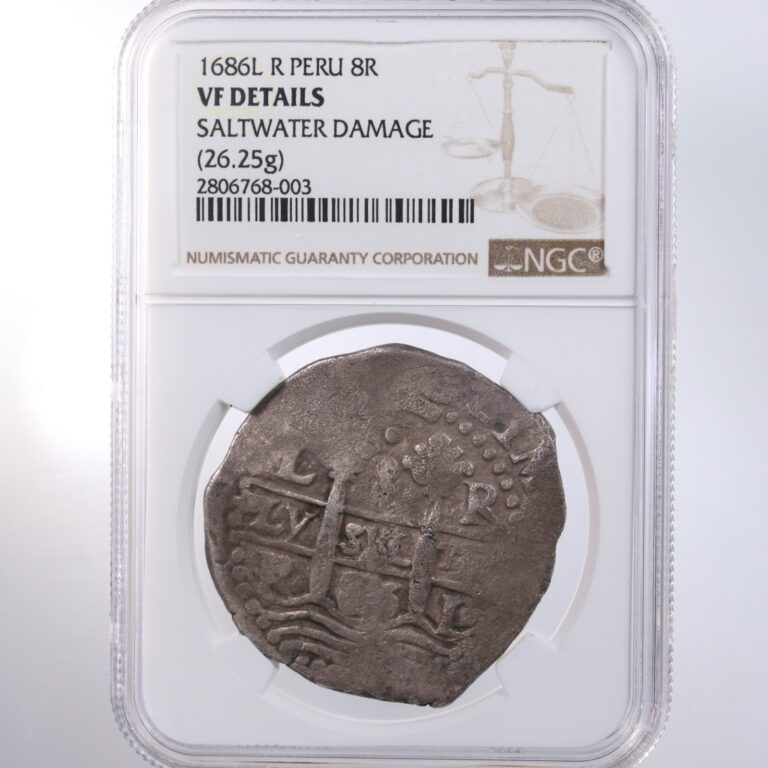 Read more about the article 1686L R Peru 8R NGC Certified VF Details Saltwater 26.25g