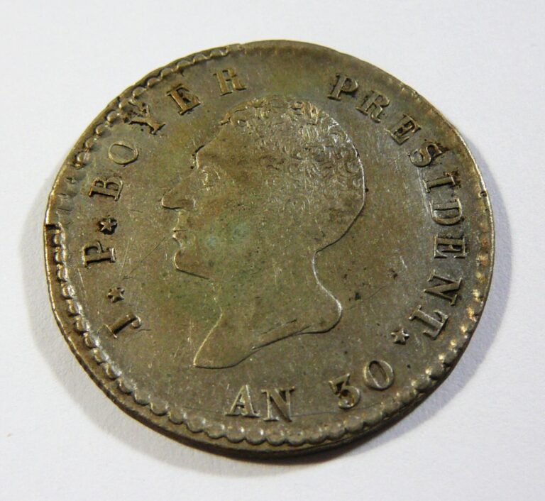 Read more about the article Haiti 1833 AN30 100 Centimes Silver Coin