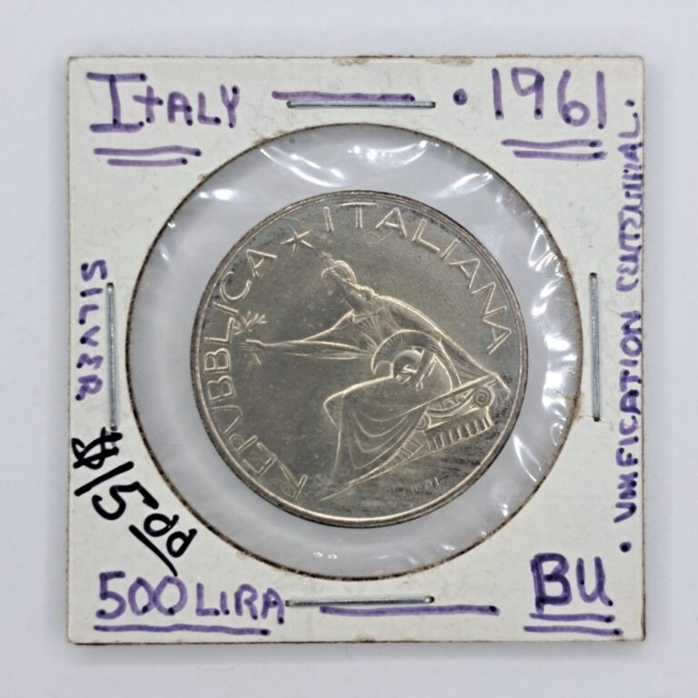 Read more about the article 1961 Italy 500 Five Hundred Lire Silver Coin Italian 500 Lire Free Shipping