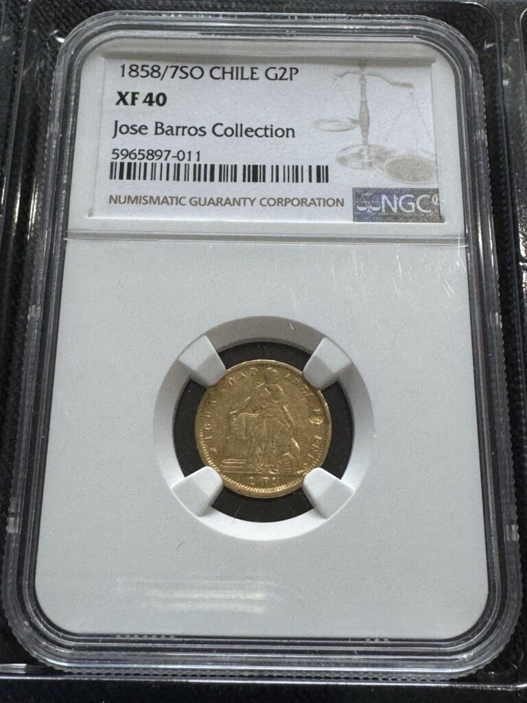 Read more about the article Chile 1858/7 2 pesos gold NGC XF40