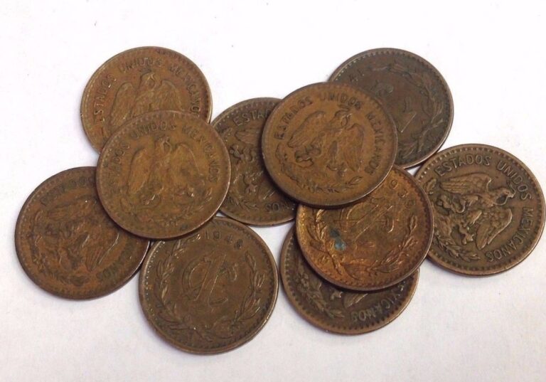 Read more about the article 10 x MEXICO 1 ONE CENTAVO Coins  vintage bronze 1905-1949 type KM#415 Mixed Lot