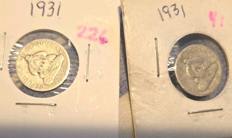 Read more about the article 1931 Honduras 20 Centavos – Silver 0.9000 – 1 Lempira Coins – Scarce