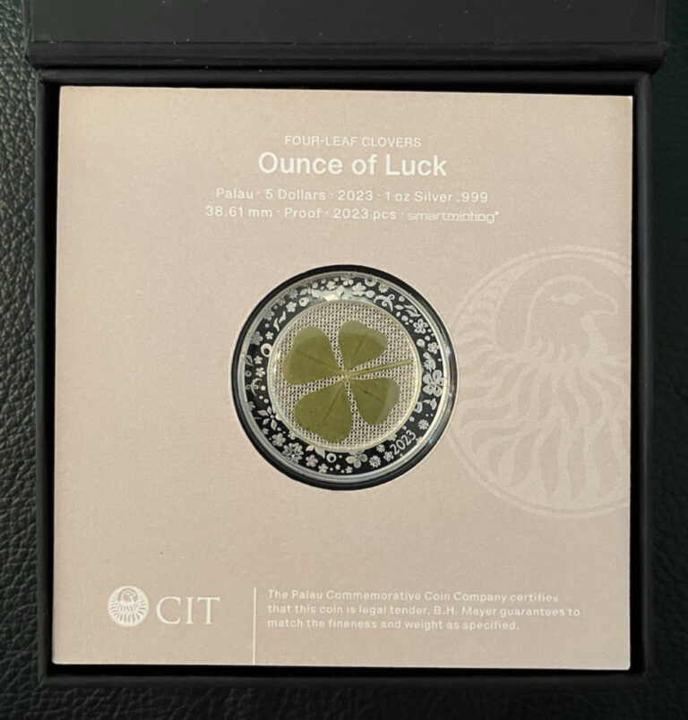 Read more about the article 2023 Palau $5 Ounce of Luck – Four Leaf Clovers 1 Oz Silver Coin Limited Of 2023