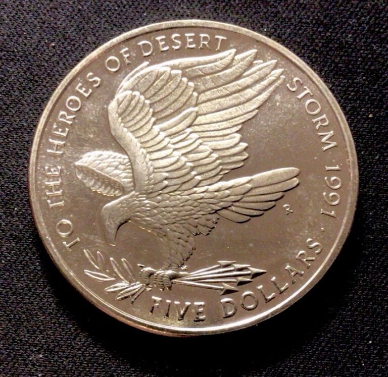 Read more about the article 1991 Republic Of The Marshall Islands 5$ Desert Storm Coin! ENN Coins