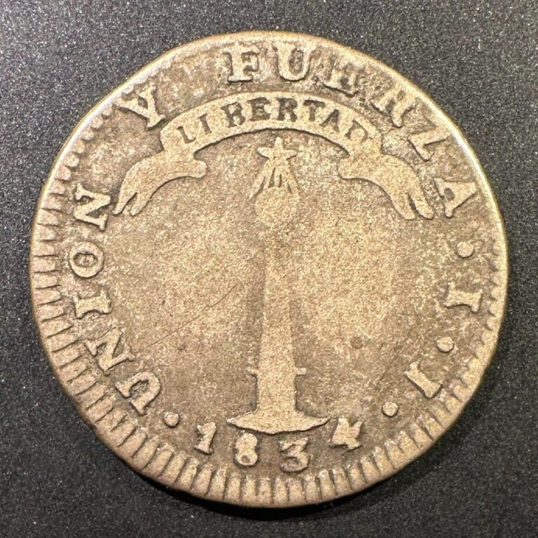 Read more about the article 1834 Chile Volcano 1 Real Silver Rare Type Coin Santiago Original Surfaces