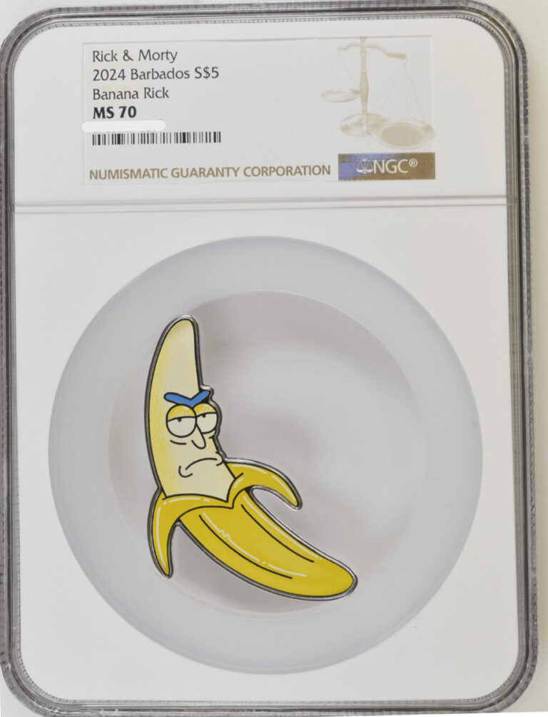 Read more about the article 2024 Barbados Rick and Morty Banana Rick 1oz Silver Coin NGC MS 70