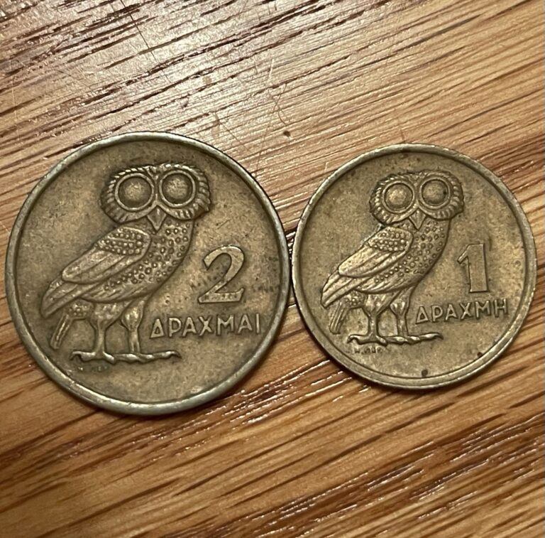 Read more about the article Lot of 2 Greece Coins  1 and 2 Drachmai  Owl – Combined Shipping OK