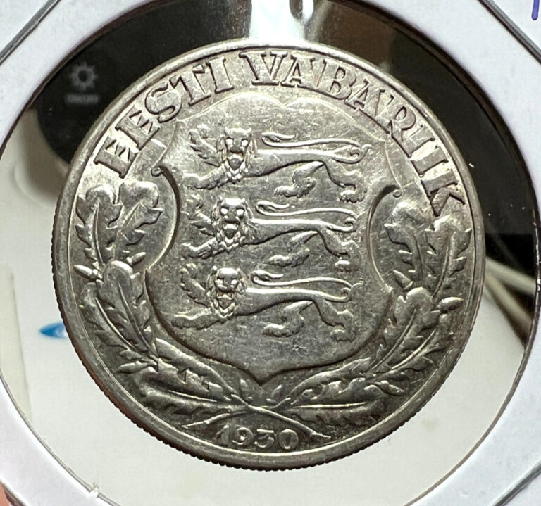 Read more about the article 1930 ESTONIA SILVER 2 KROONI NEAR UNCIRCULATED COIN