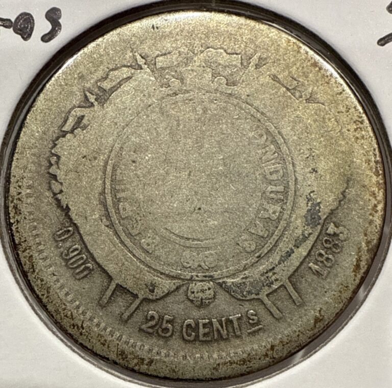 Read more about the article 1883 25 Centavos Honduras Silver 25C Coin