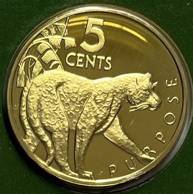Read more about the article Guyana 5 Cents 1976 – Jaguar (Panthera onca) – Proof
