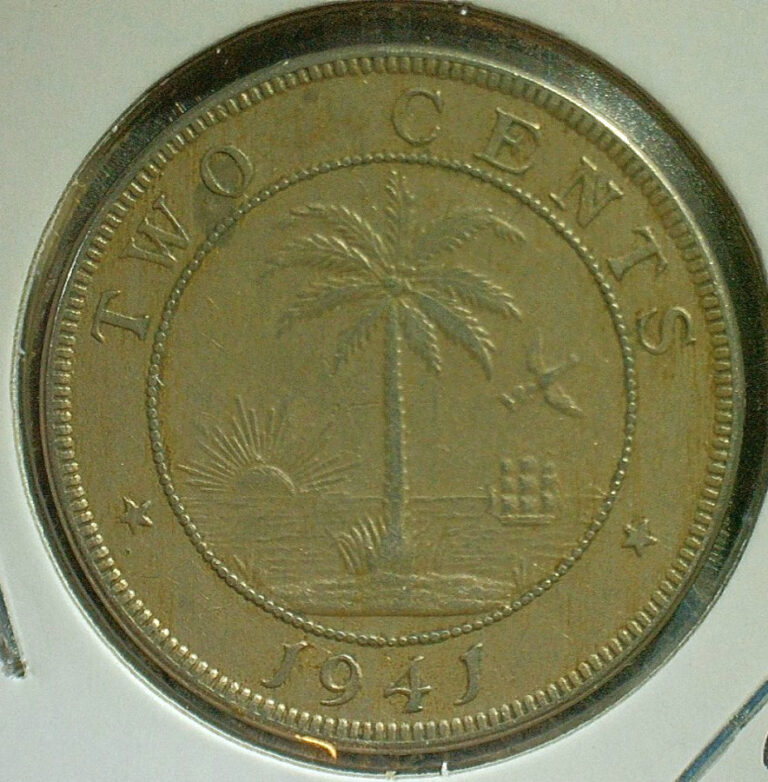 Read more about the article WORLD COIN SALE-1941 LIBERIA  2 CENT COPPER/NICKEL COMPOSITION COIN–KM# 12a