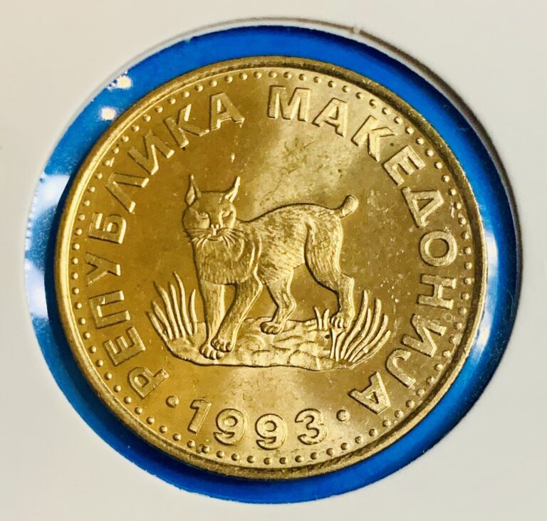 Read more about the article 1993 Macedonia 5 Denari Coin – European Lynx – Brass Cat Bobcat Feline Animal