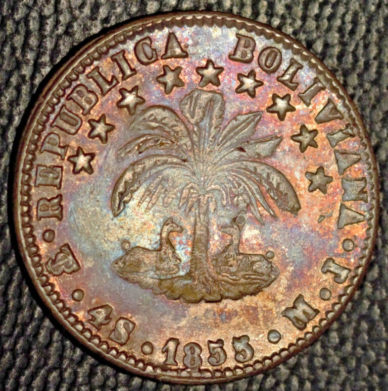 Read more about the article Bolivia  1855 4 Soles  PTS  MJ  Choice AU  Pretty Toning