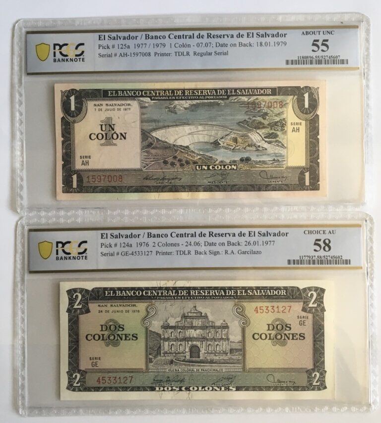 Read more about the article 1976/77 El Salvador 1 Y 2 Colones Lote