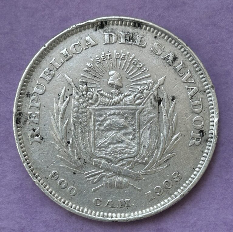 Read more about the article 1908 El Salvador 1 Peso Silver Coin